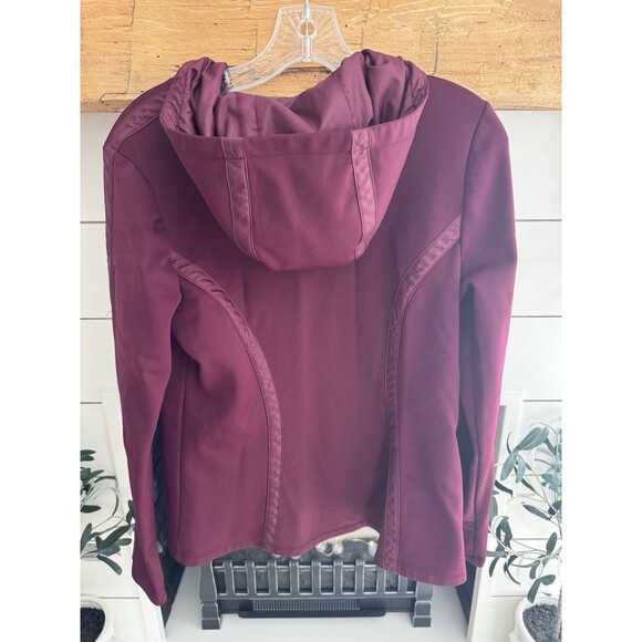 Athleta VERBIER JACKET 2 Hooded Full Zip Training Burgundy Size Large - Picture 2 of 8
